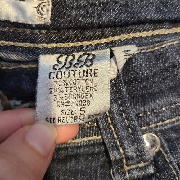 Bb couture size 5 juniors skinny jeans with rhinestone pockets - Picture 5 of 9